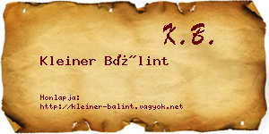 Kleiner Bálint névjegykártya